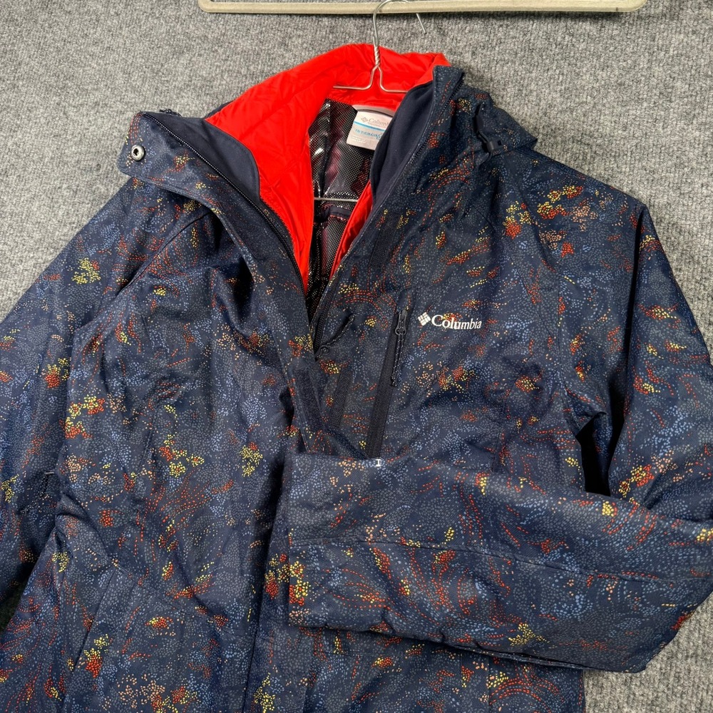 Columbia Interchange Jacket Womens XS Navy Floral 3-in-1 Omni-Heat Puffer